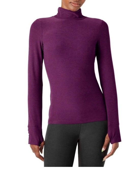 Beyond Yoga Tops - Beyond Yoga Purple Spacedye Captivating Turtleneck Pullover Long Sleeve Top